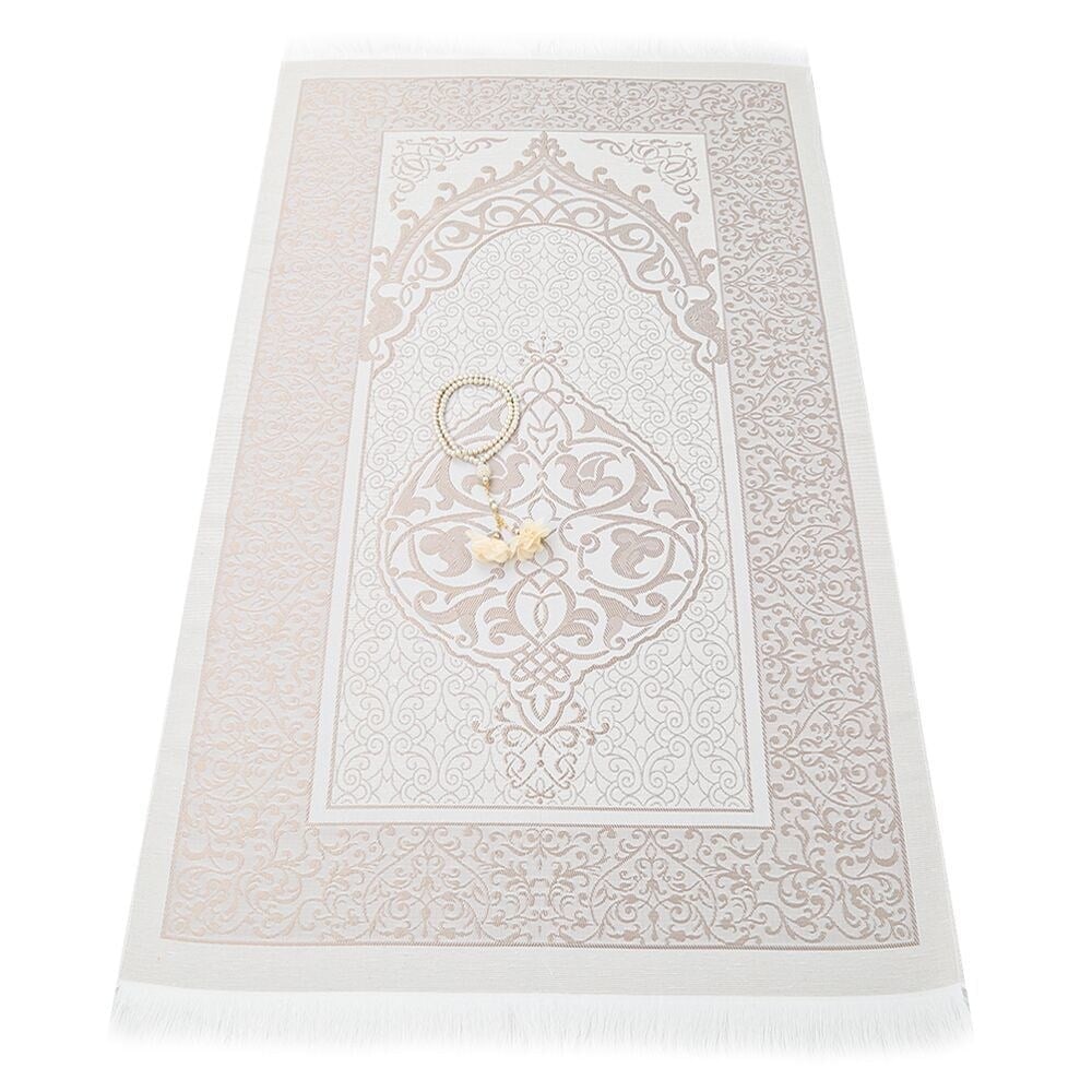 Hediyelik Kuran-ı Kerim, İnci Tesbih, Seccade, Asetat Kutulu(25X18 cm) Mevlid Paketi-Gri