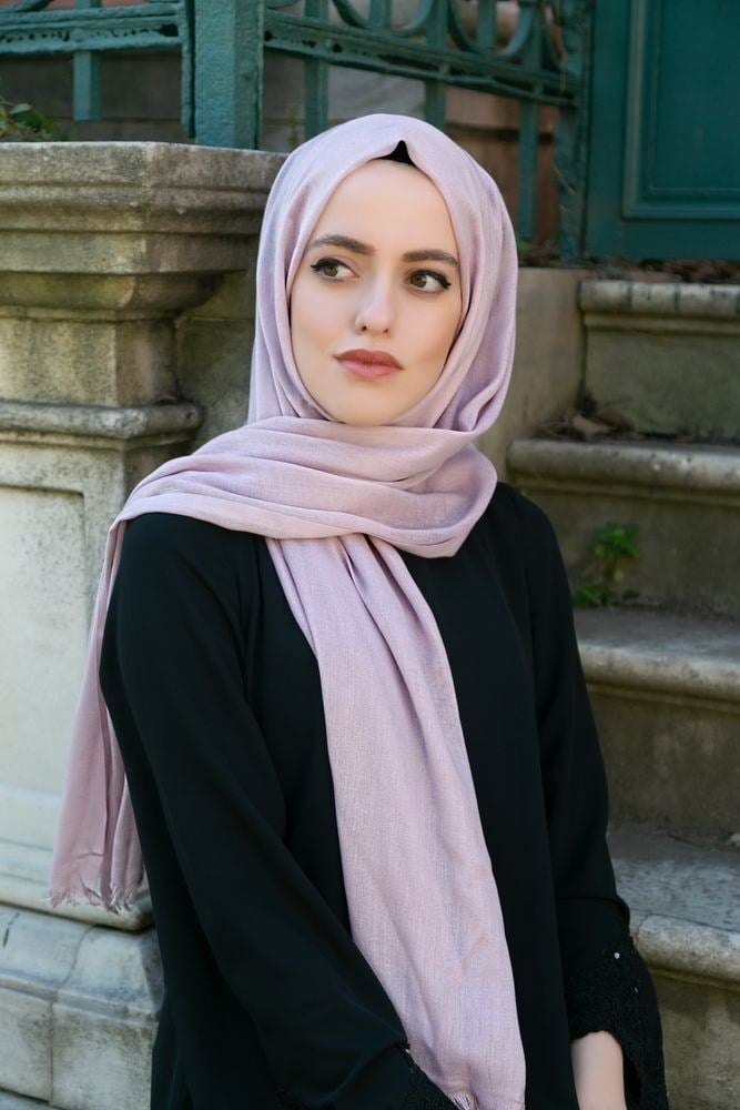 Hediyelik Şal, Kokulu Tesbih, Kişiye Özel İsim Pleksi, Kurdela İle Süslenmiş - Pembe