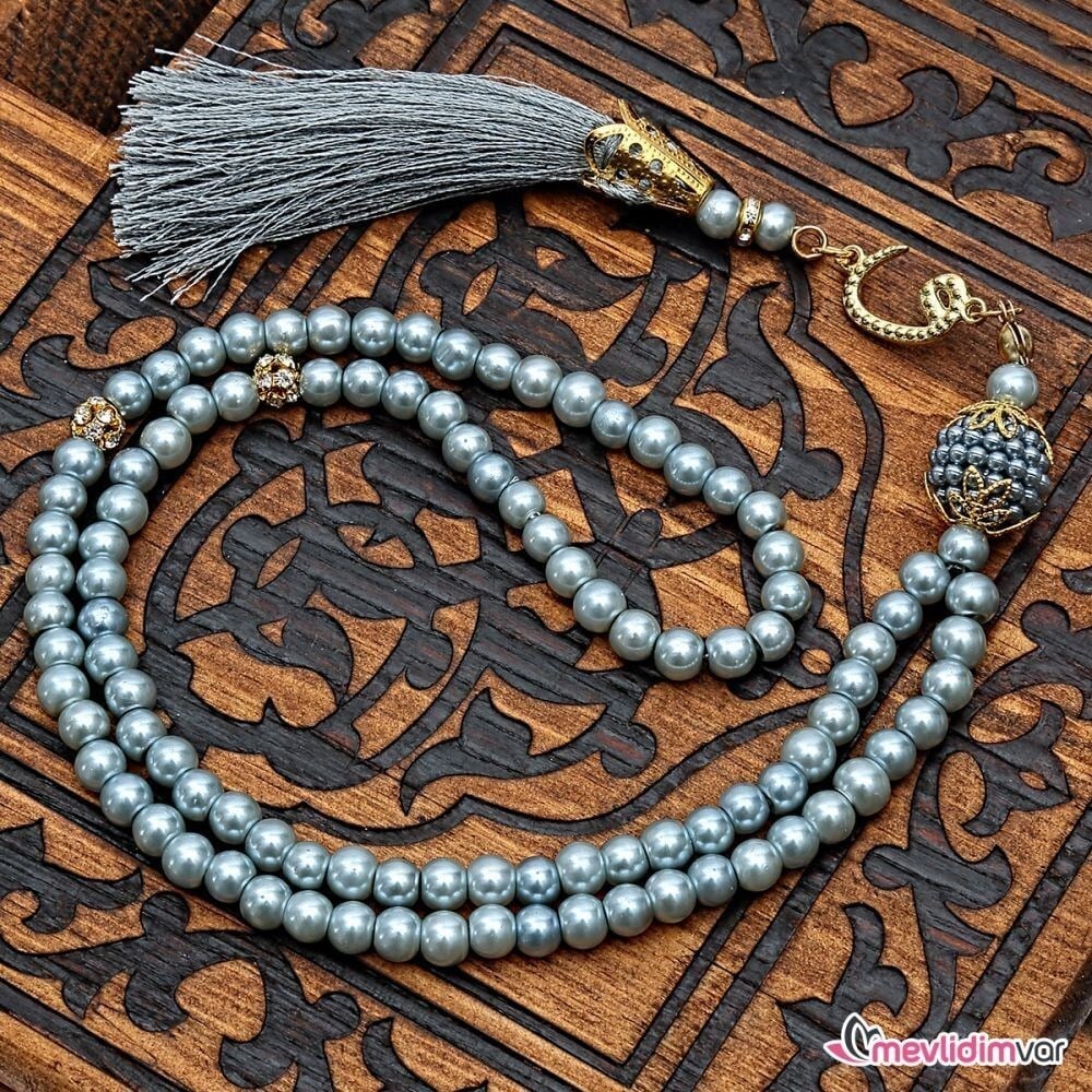 Hediyelik Şal, Yasin Kitabı,  İnci Tesbihli Set-Gri