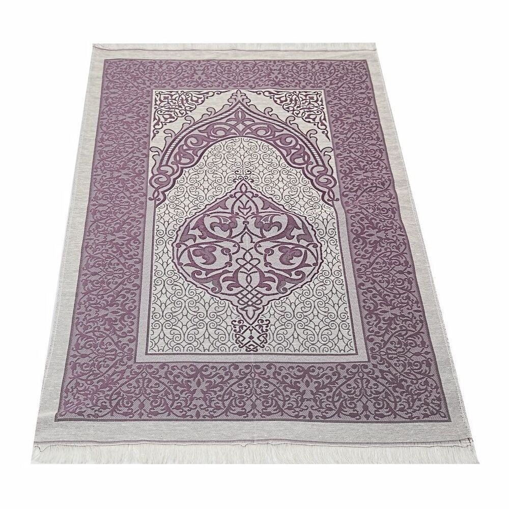 Hediyelik Seccade, Kadife Yasin (İsme Özel), İnci Tesbih, Asetat Kutulu (26×23) İslami Set-Mor