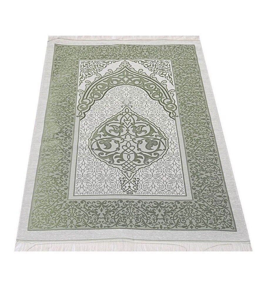 Hediyelik Seccade, Kadife Yasin (İsme Özel), İnci Tesbih, Asetat Kutulu (26×23) İslami Set-Yeşil