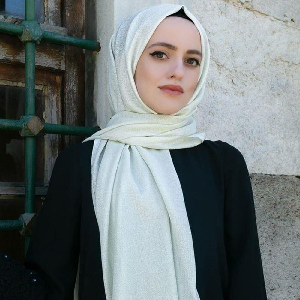 Hediyelik Simli Şal, İnci Tesbih, Takke, 33'lü Tesbih, Asetat Kutulu (26x23) Dini Set-Krem