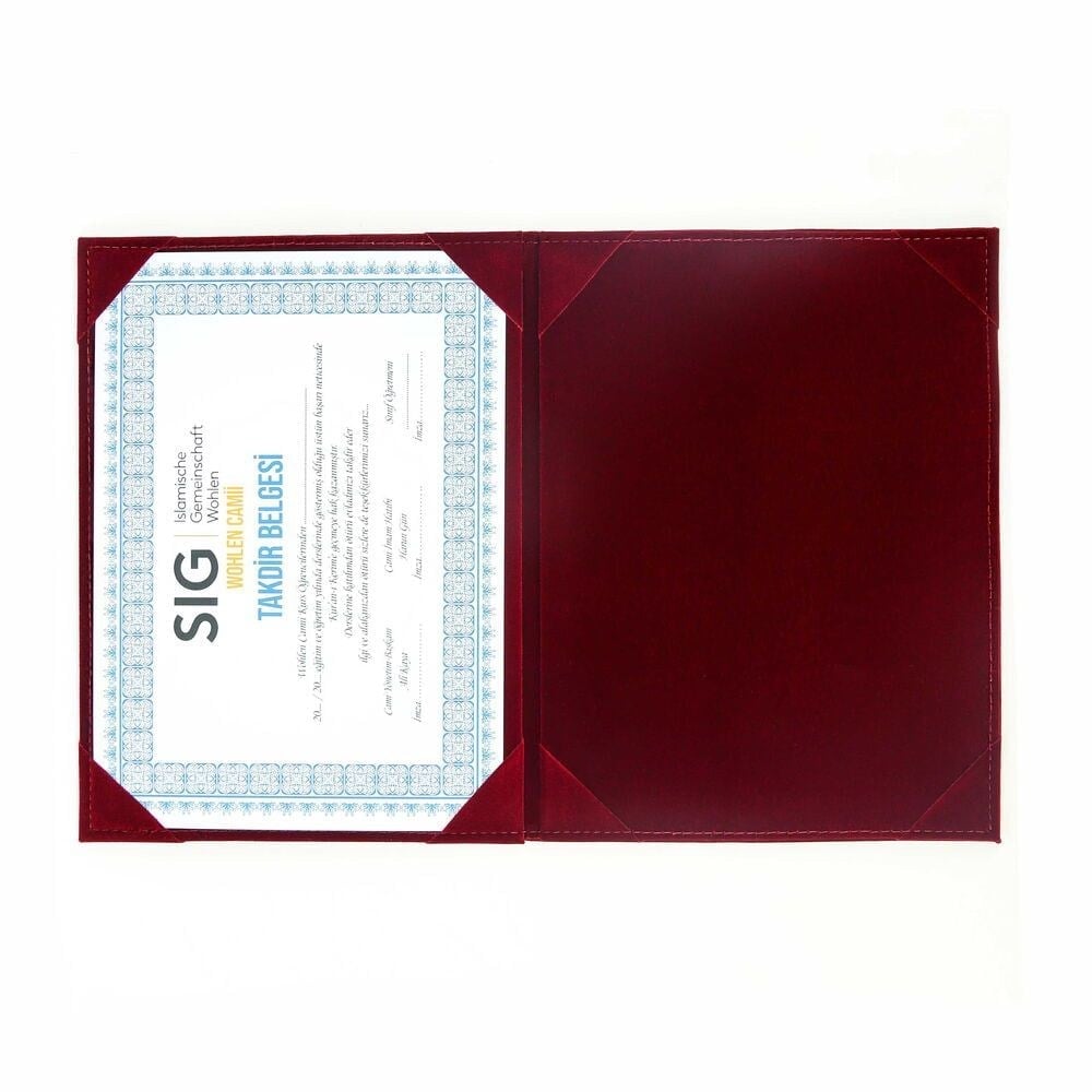 İcazetname Termo Floklu Cilt Bordo (24X31cm)