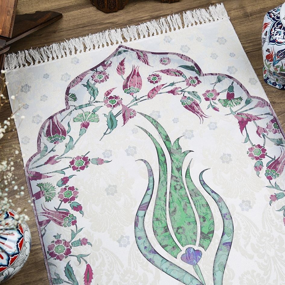 İnce Pamuk Seccade Yeşil - Lale 70x117 cm - 370 gr