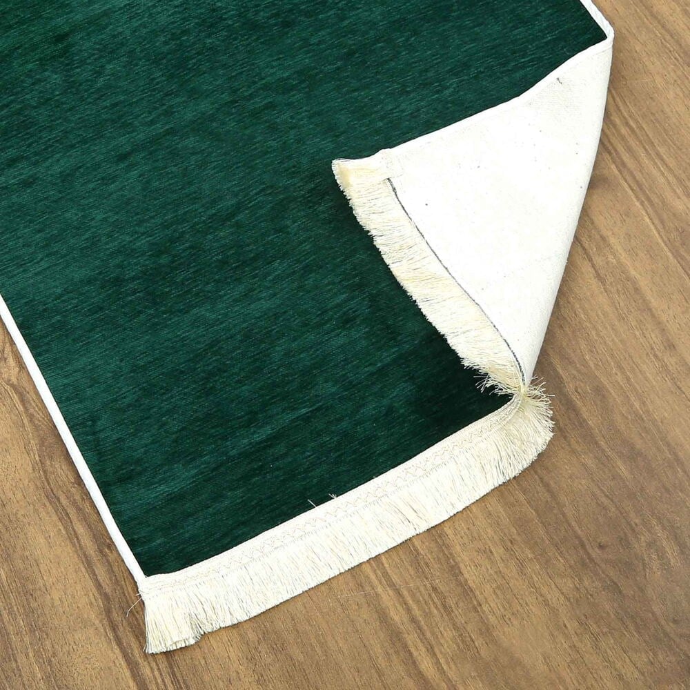 İsme Öze El Kuba Lüks Astarlı Biyeli Seccade-Yeşil (66X125cm) 565 gr