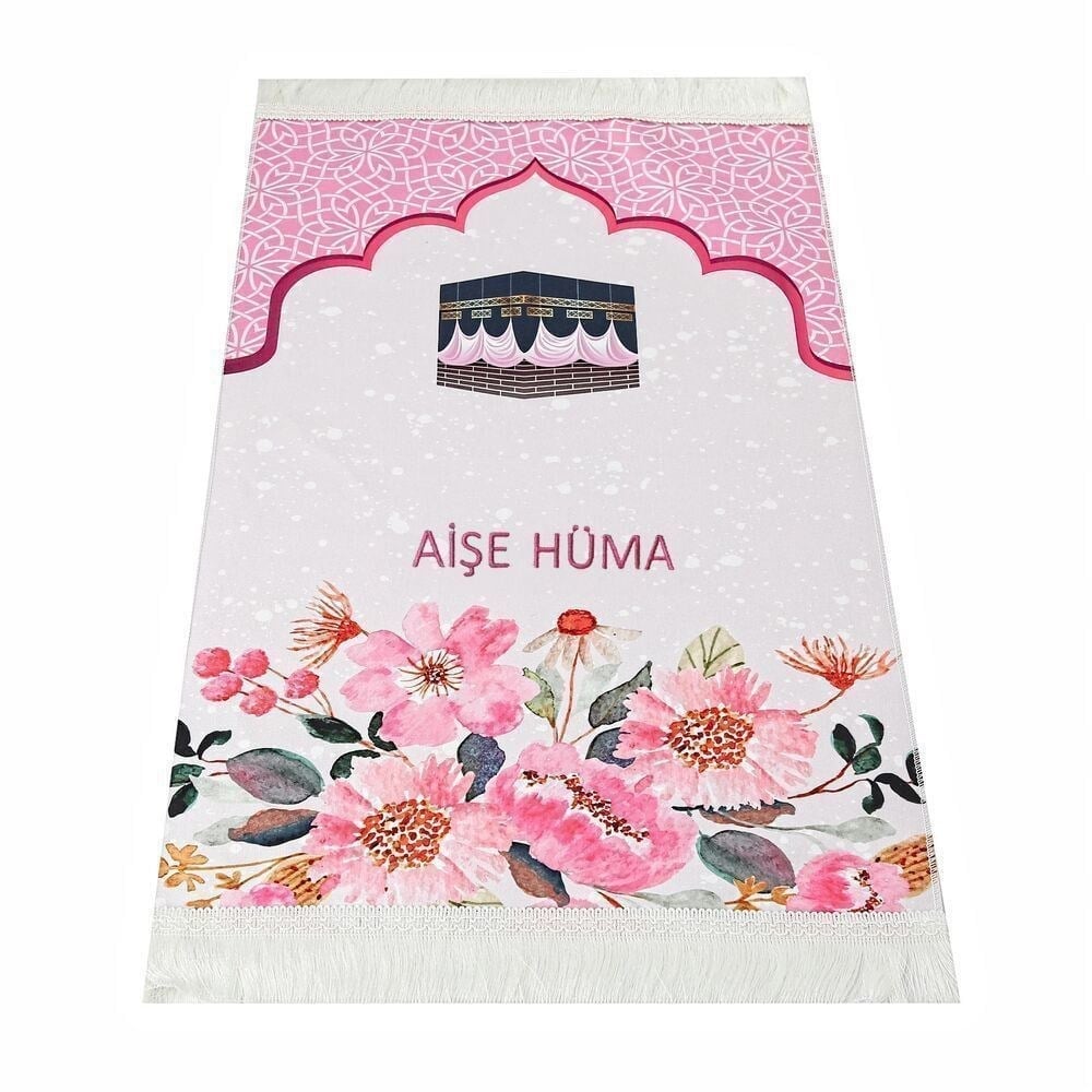 İsme Özel Çocuk Pembe Hediyelik Set Seccade Elif Ba 99 İnci Tesbih