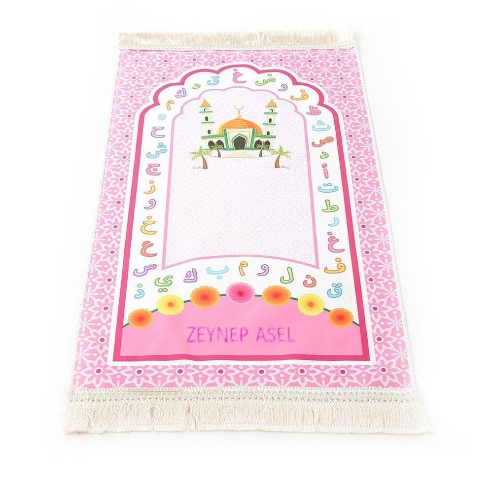 İsme Özel Çocuk Seccadesi Pembe 45x82 cm Aksa Pembe & Kokulu Tesbih  Bebek Pembesi & Ayşe Namaz Kılıyor Puzzle