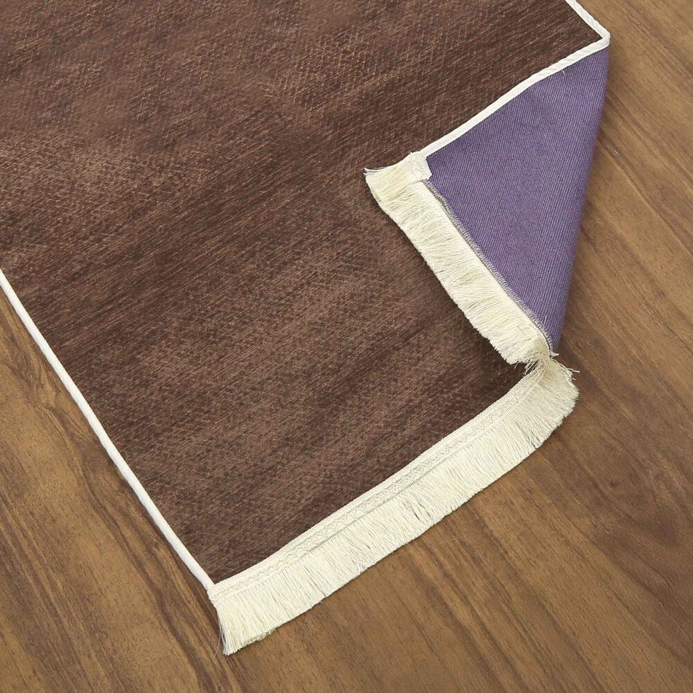 İsme Özel Mahya Lüks Astarlı Biyeli Şönil Seccade-Kahverengi (66X125cm) 565 gr