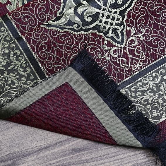 İsminizi Seccadeye Nakşediyoruz ,İsme Özel Hediyelik İpek Nur Tafta Seccade Bordo 68x110 cm - 200 gr