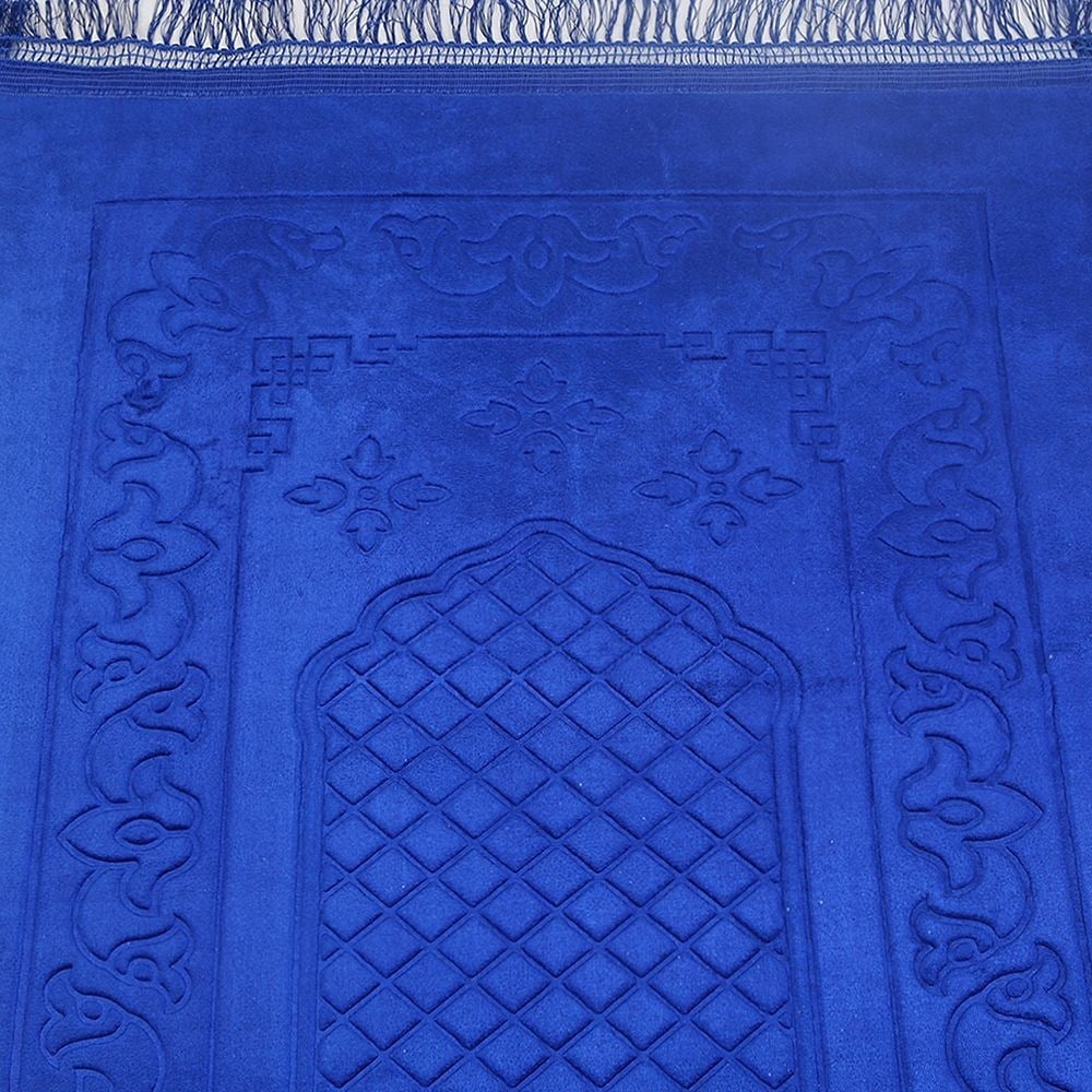 İsminizi Seccadeye Yazıyoruz Soft Yumuşak Kadife Peluş Seccade Saks Mavi 80 x 120 cm - 1100 gr