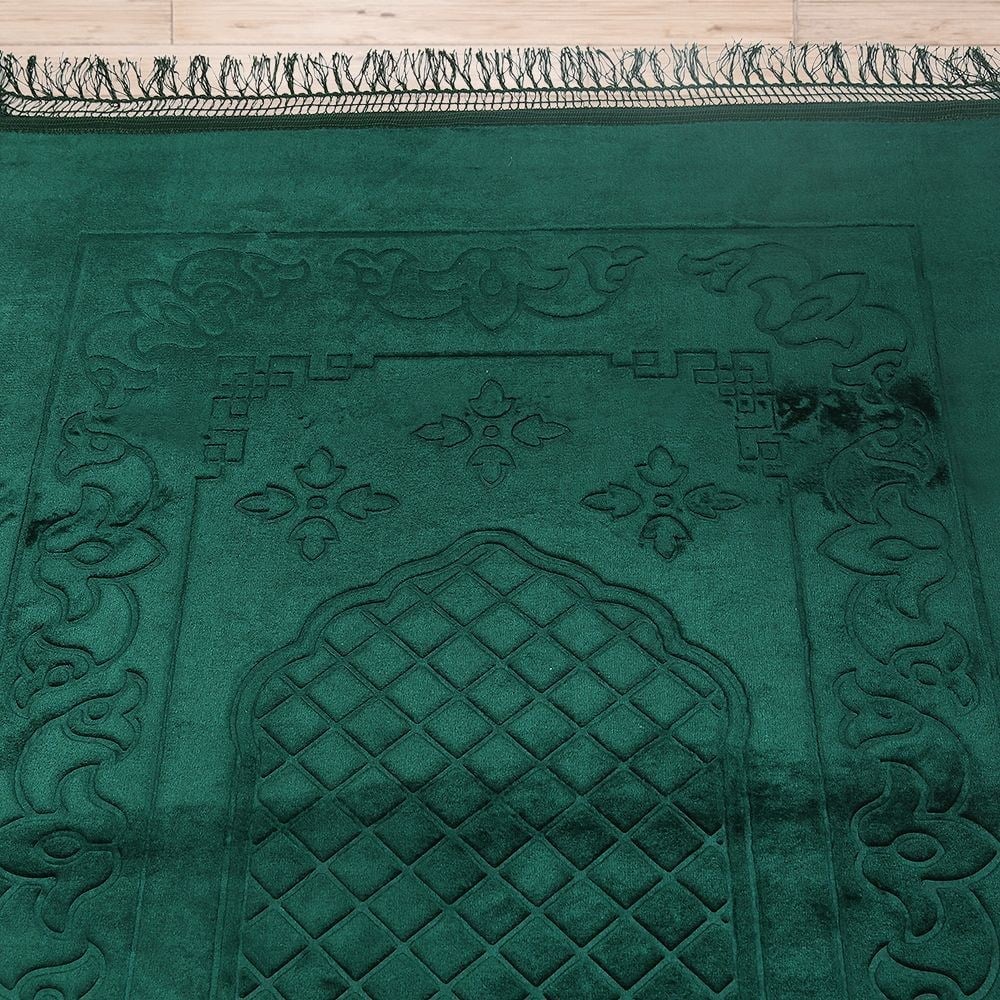İsminizi Seccadeye Yazıyoruz Soft Yumuşak Kadife Peluş Seccade Yeşil 80 x 120 cm - 1100 gr