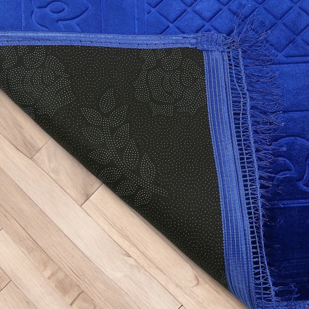İsminizi Seccadeye Yazıyoruz Soft Yumuşak Kadife Peluş Seccade Saks Mavi 80 x 120 cm - 1100 gr