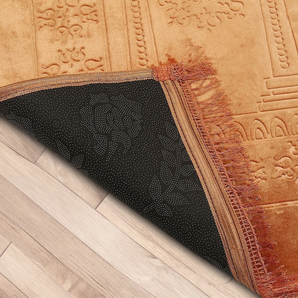 İsminizi Seccadeye Yazıyoruz Soft Yumuşak Kadife Peluş Seccade Gold 80 x 120 cm - 1100 gr