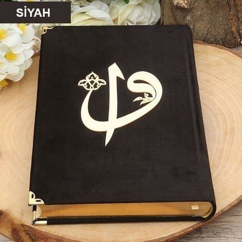 Kadife Kaplı Kur'an-ı Kerim Mühürlü (Çanta Boy), Elif Vav Pleksi, Mühürlü Renk Seçenekli