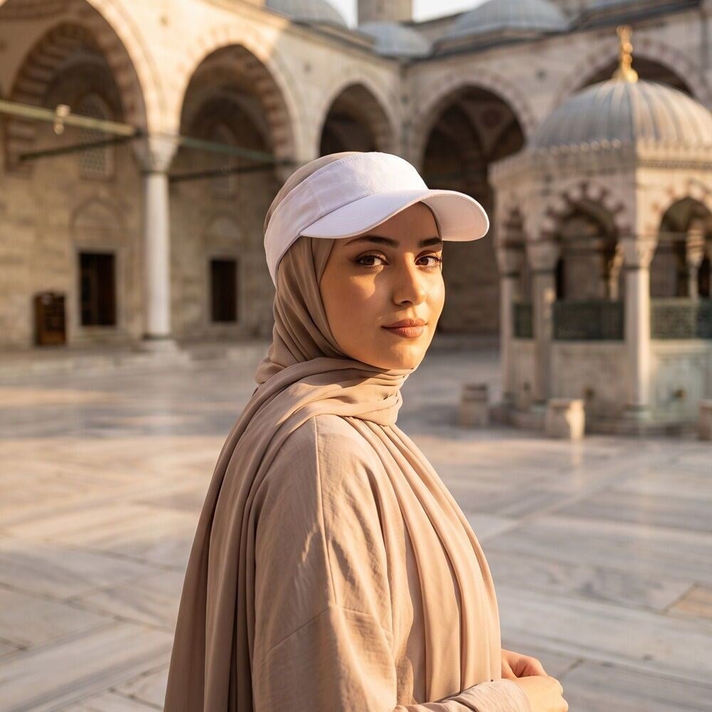 Kadın Uv Koruyucu Vizör Kasket Siperlik Şapka - Beyaz