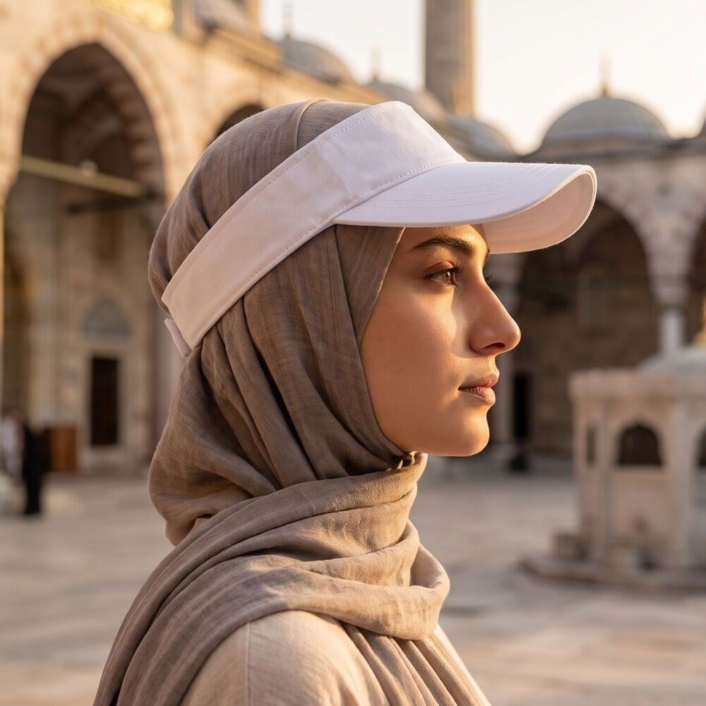 Kadın Uv Koruyucu Vizör Kasket Siperlik Şapka - Beyaz