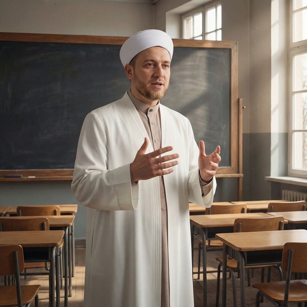 Krem Buhara Yaka Pratik Namaz Cübbesi
