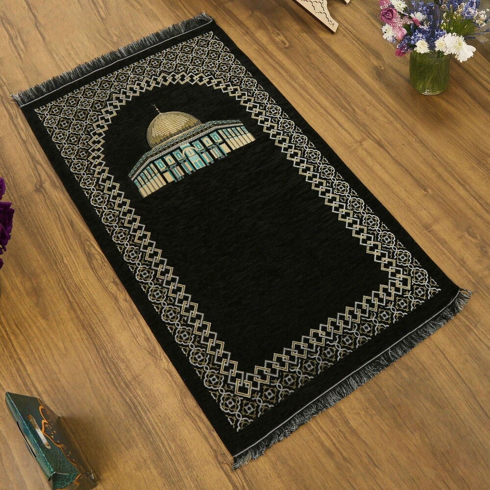 Kubbetüs Sahra Lüks Şönil Seccade Siyah (66x117cm) 485gr