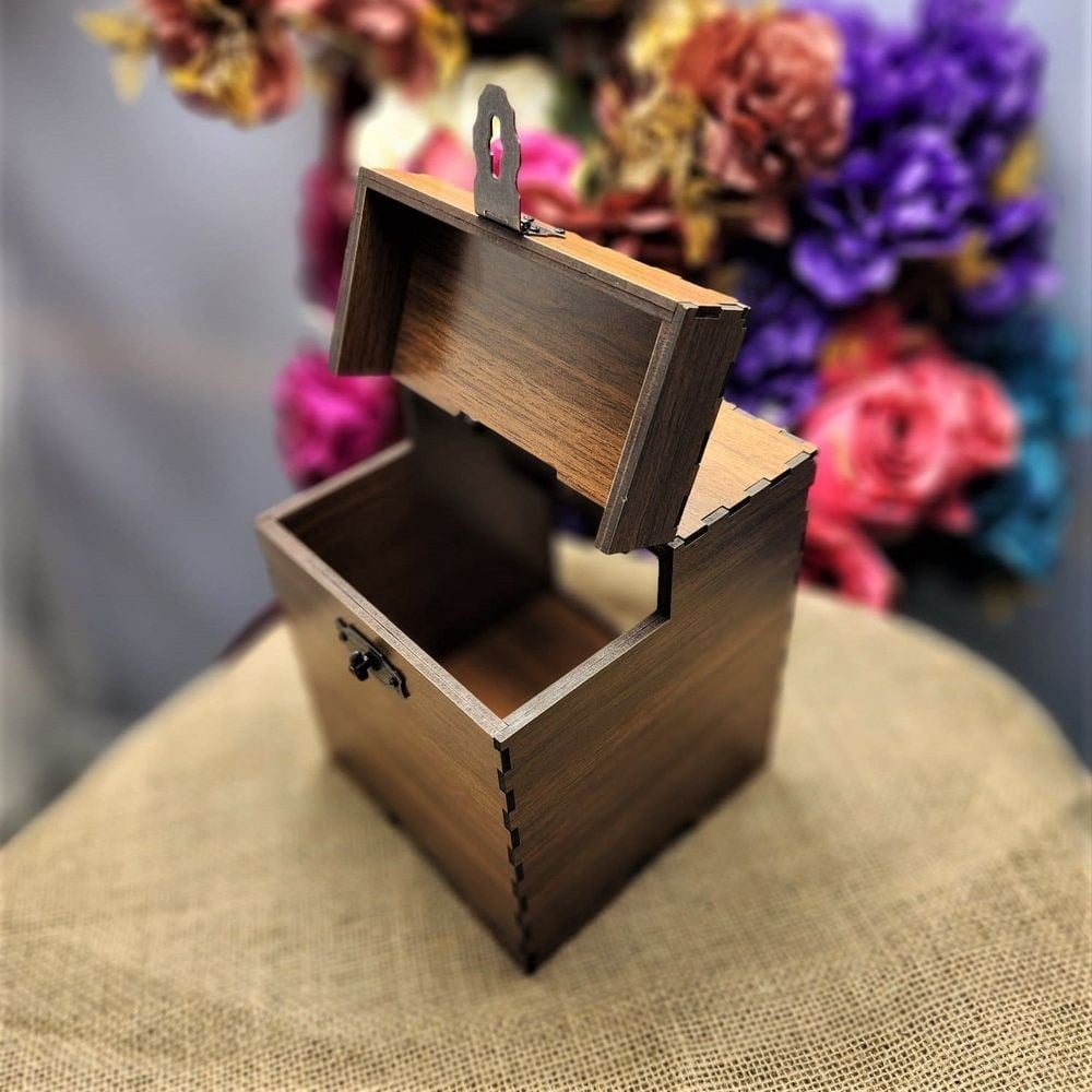 Kumbara Ahşap Mdf  Kutusu Rumi Desenli Orta Boy 14*14*16 cm