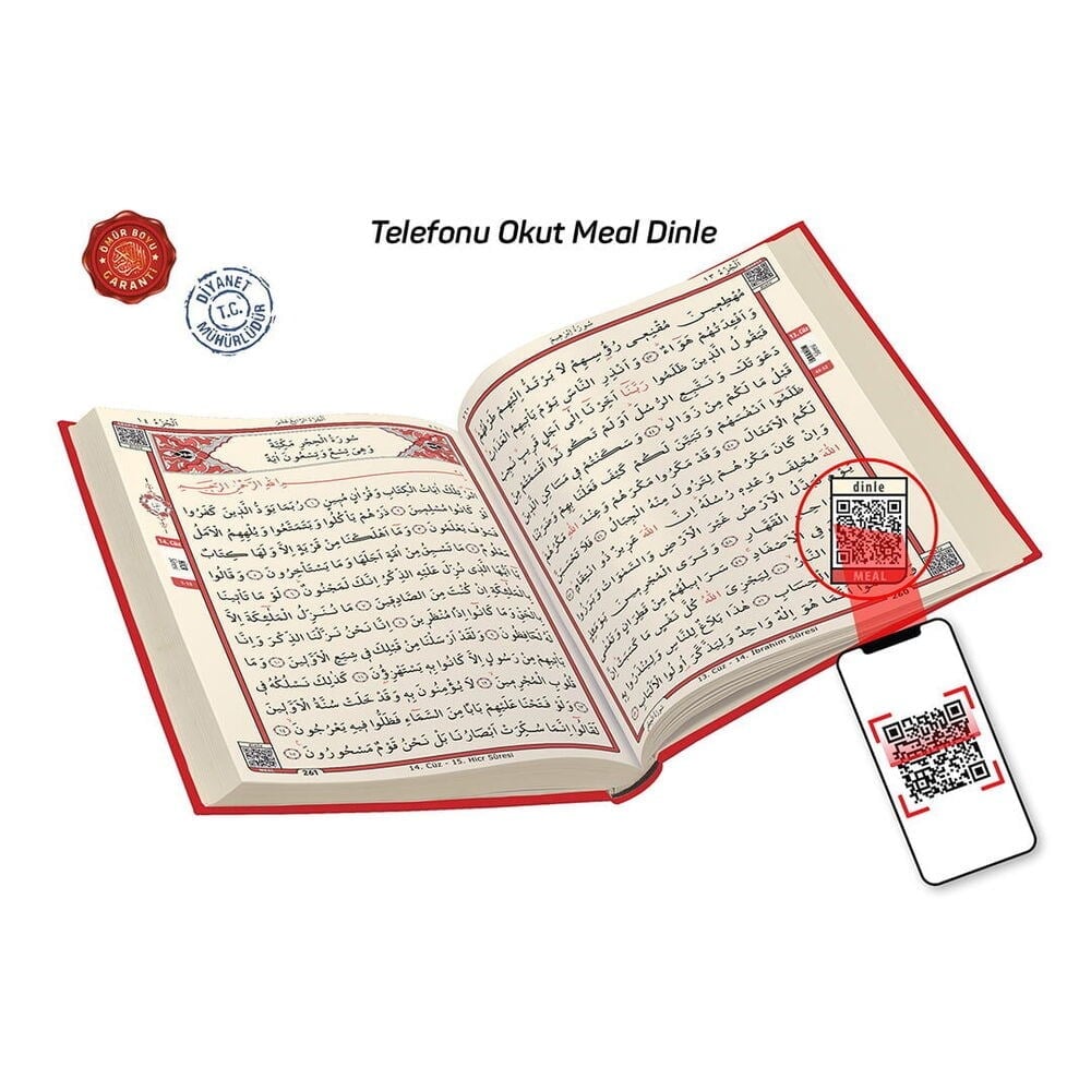 Kuranı Kerim Bilgisayar Hatlı Orta Boy  ( 17 x 24cm, 1085gr)-Kırmızı