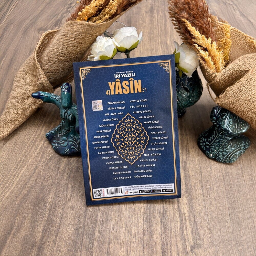 Lacivert Yasin Cüzü İsim Baskılı 30 Adet (Orta Boy 16×24, 192 Sayfa)