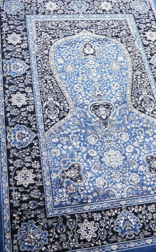 Lale Mihrap  Seccade  Ultra Lüks % 100 Modal, Sık Dokuma Halı  Seccade- Saks Mavi (80x120 cm)