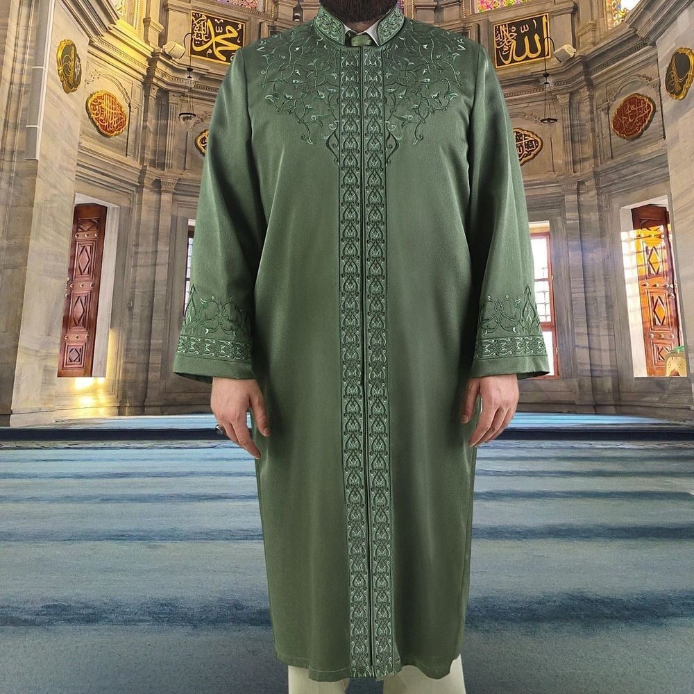 Lüks Dua İmam Cübbesi Haki Yeşil