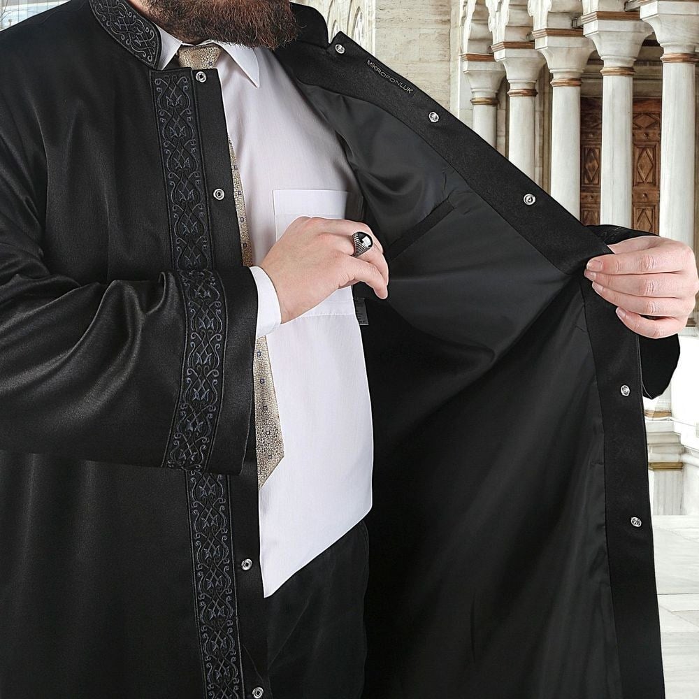 Lüks Gazze İmam Cübbesi Siyah