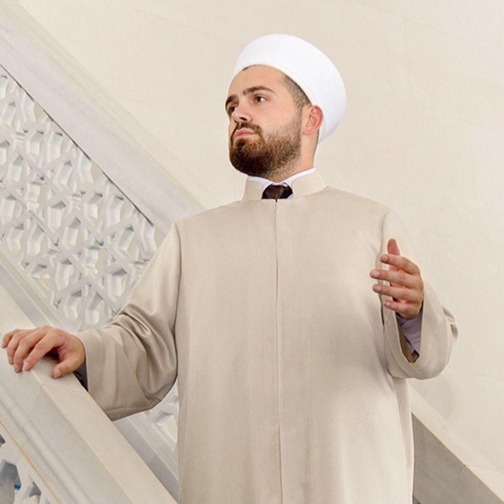 Lüks Hafız Hakim Yaka Sade İmam Cübbesi Vizon