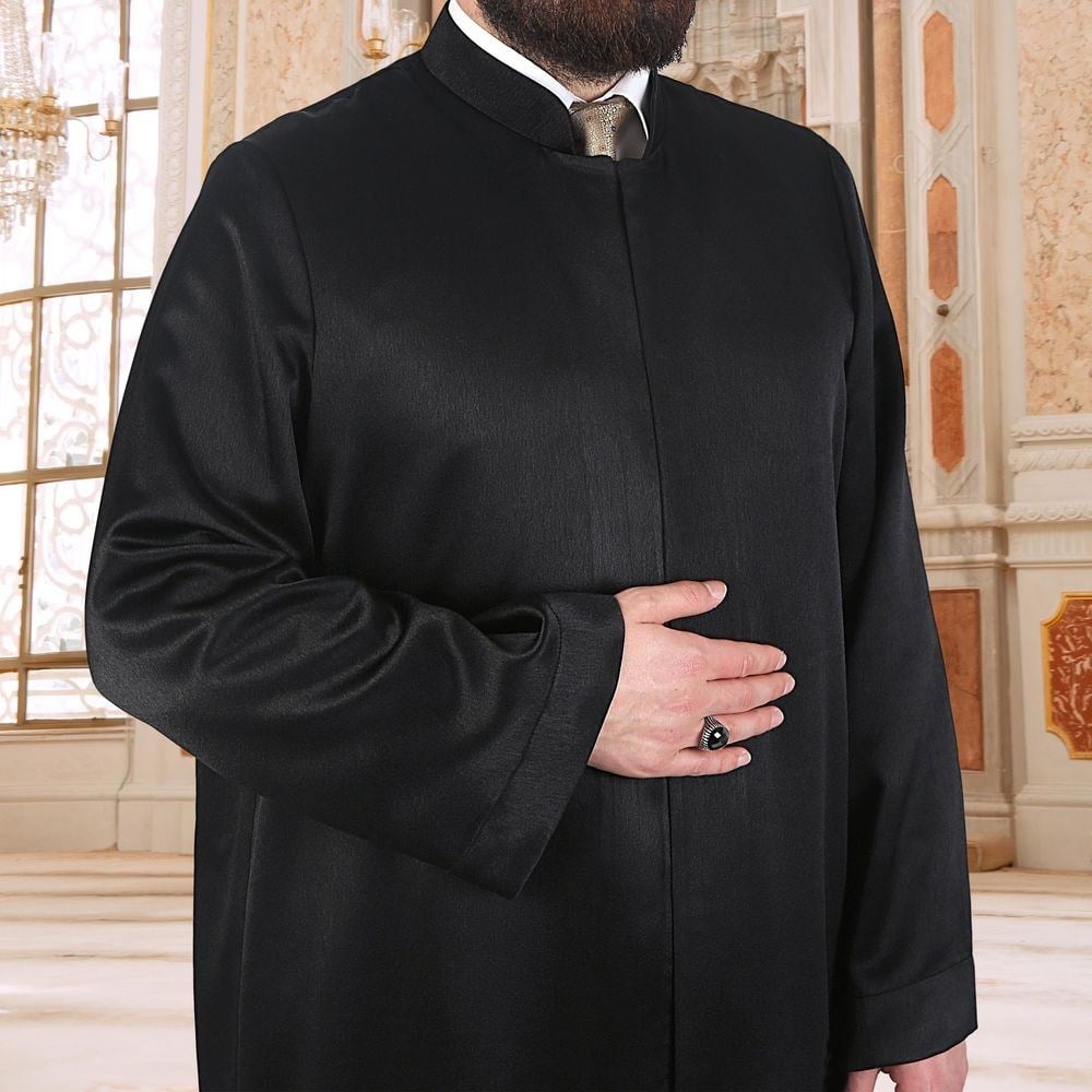 Lüks Kari İmam Cübbesi Sade Siyah