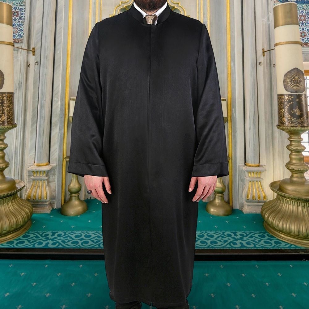 Lüks Kari İmam Cübbesi Sade Siyah