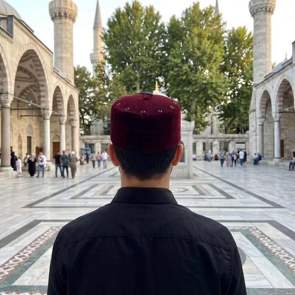 Lüks Keçeli Vakar Takke Bordo