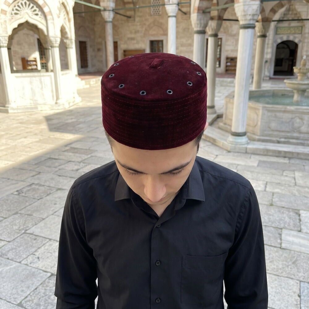 Lüks Keçeli Vakar Takke Bordo