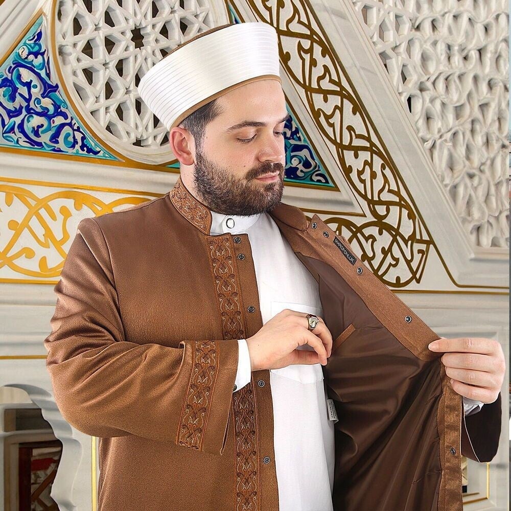 Lüks Muhacir İmam Cübbesi - Kahverengi