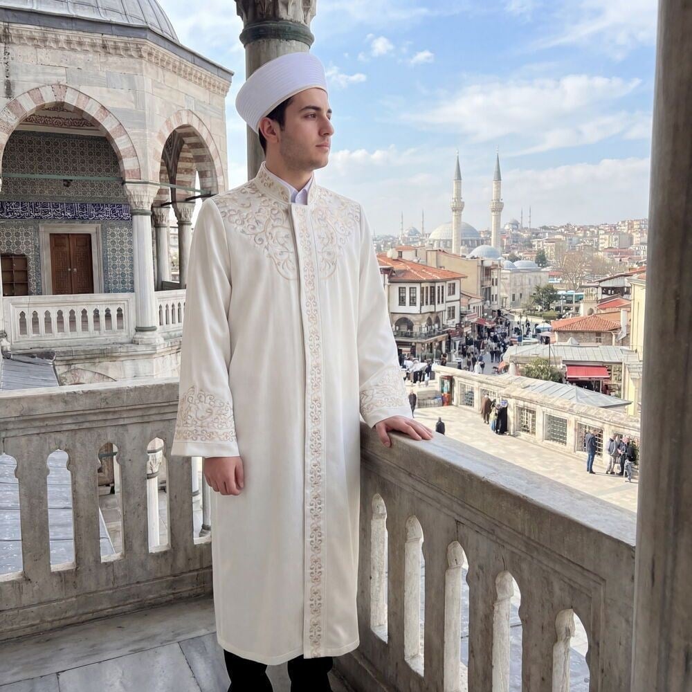 Lüks Nevevi İmam Cübbesi - Krem