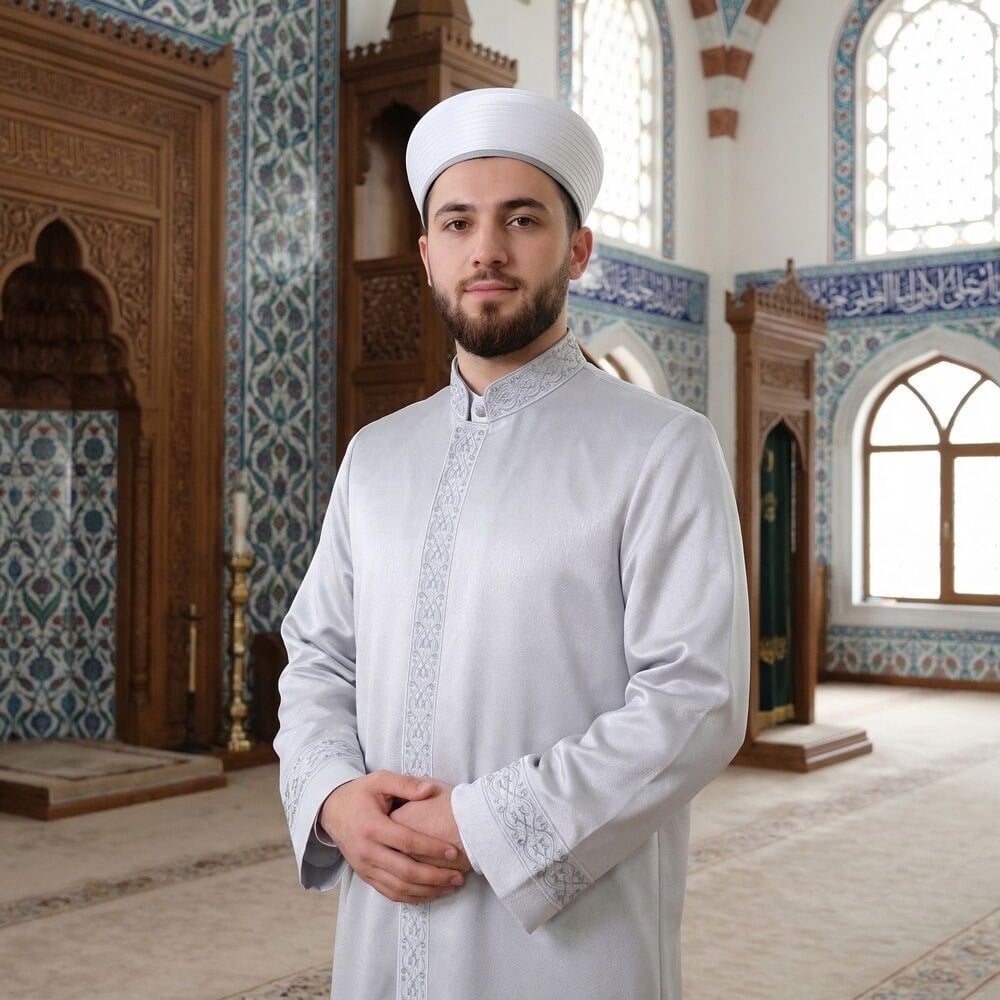 Lüks Tek Bordur Regaib İmam Cübbesi Gri Gümüş