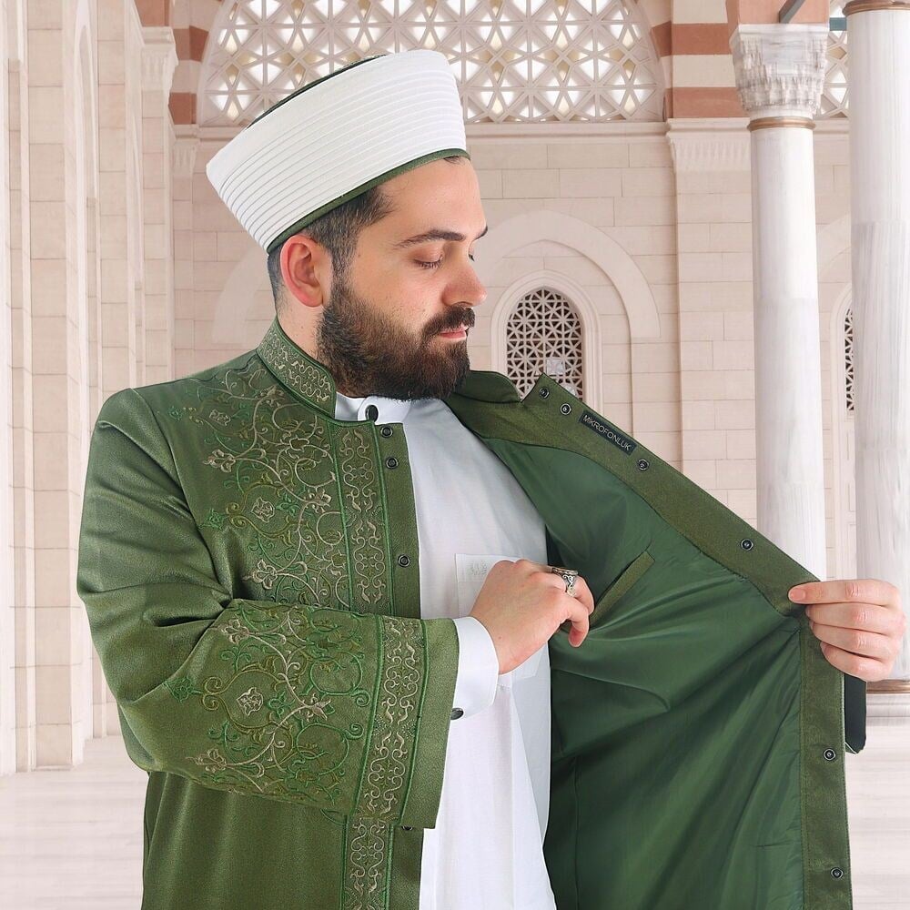 Lüks Veşkuru İmam Cübbesi - Yeşil