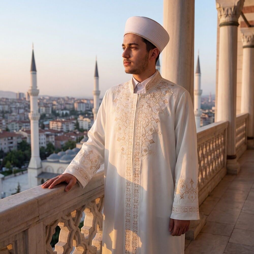 Lüks Vezkuru İmam Cübbesi-Krem