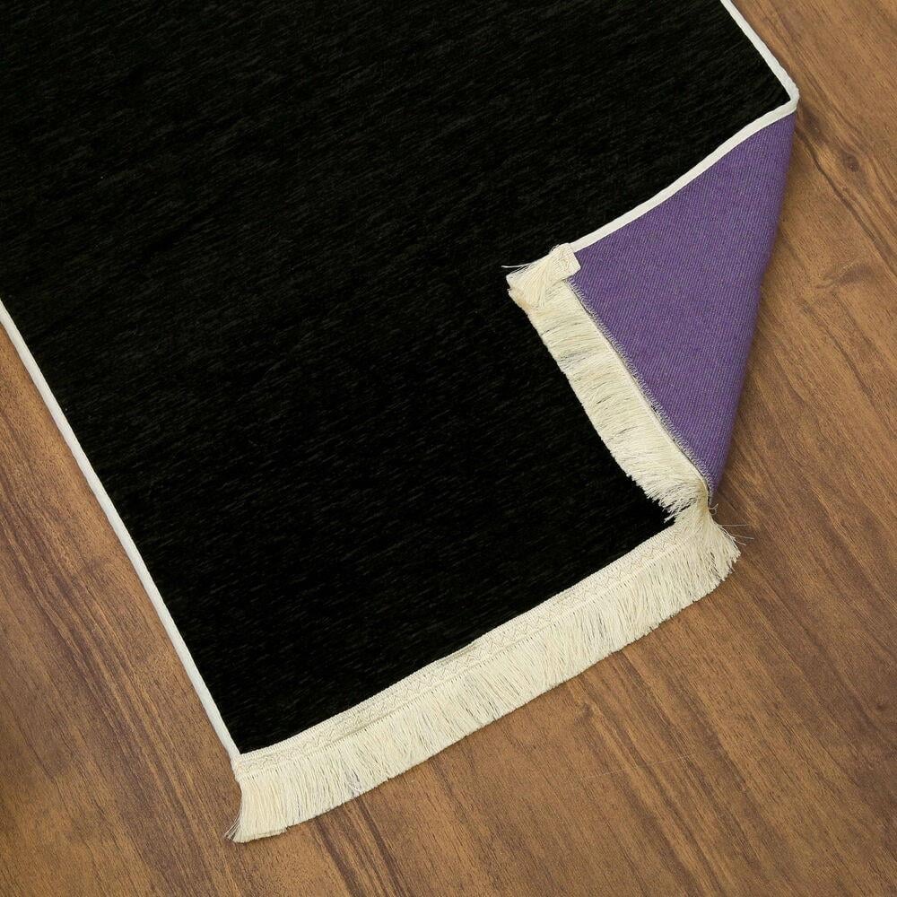 Mahya Desenli Lüks Astarlı Biyeli Şönil Seccade İsimli Siyah (66X125cm) 565 gr