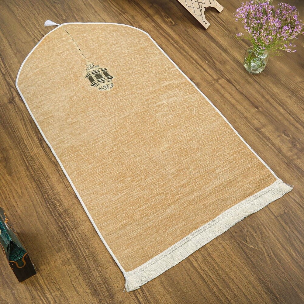 Mahya Lüks Astarlı Biyeli Şönil Seccade Vizon (66X125cm) 565 gr