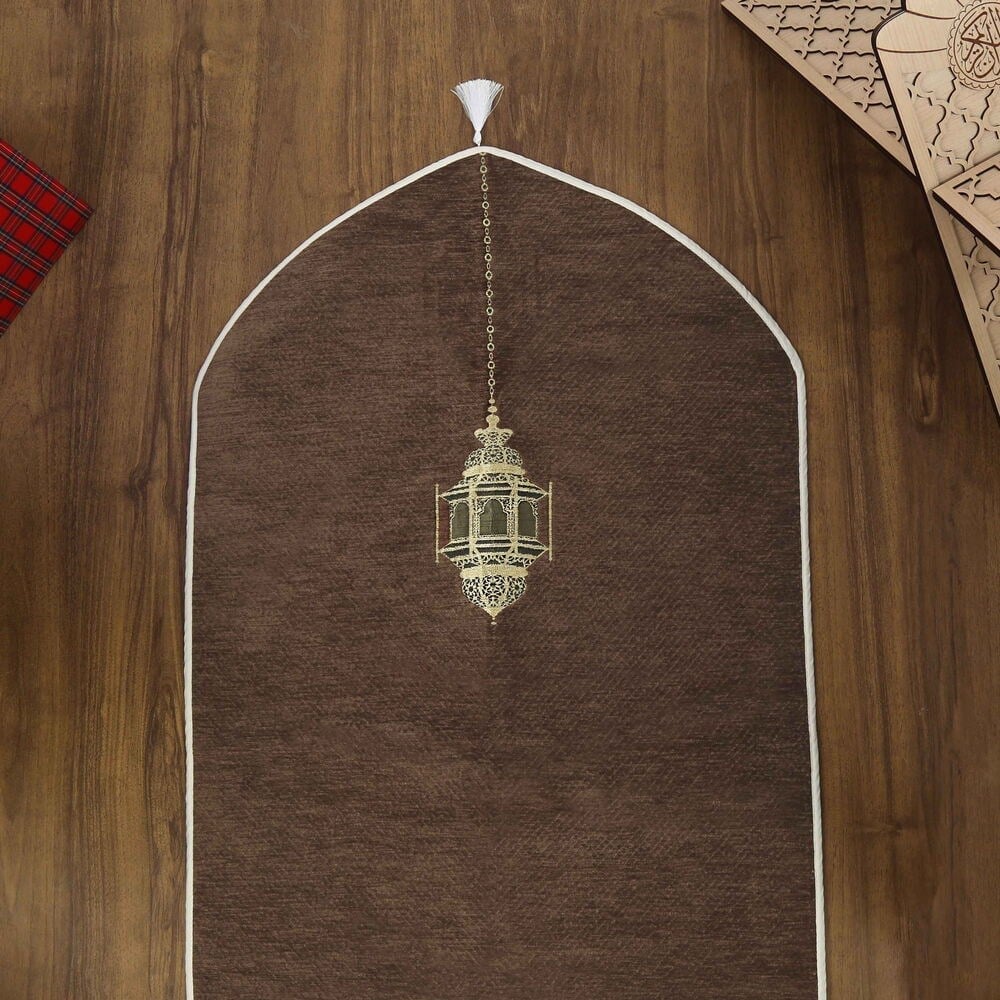 Mahya Lüks Astarlı Biyeli Şönil Seccade Kahverengi (66X125) 565 gr