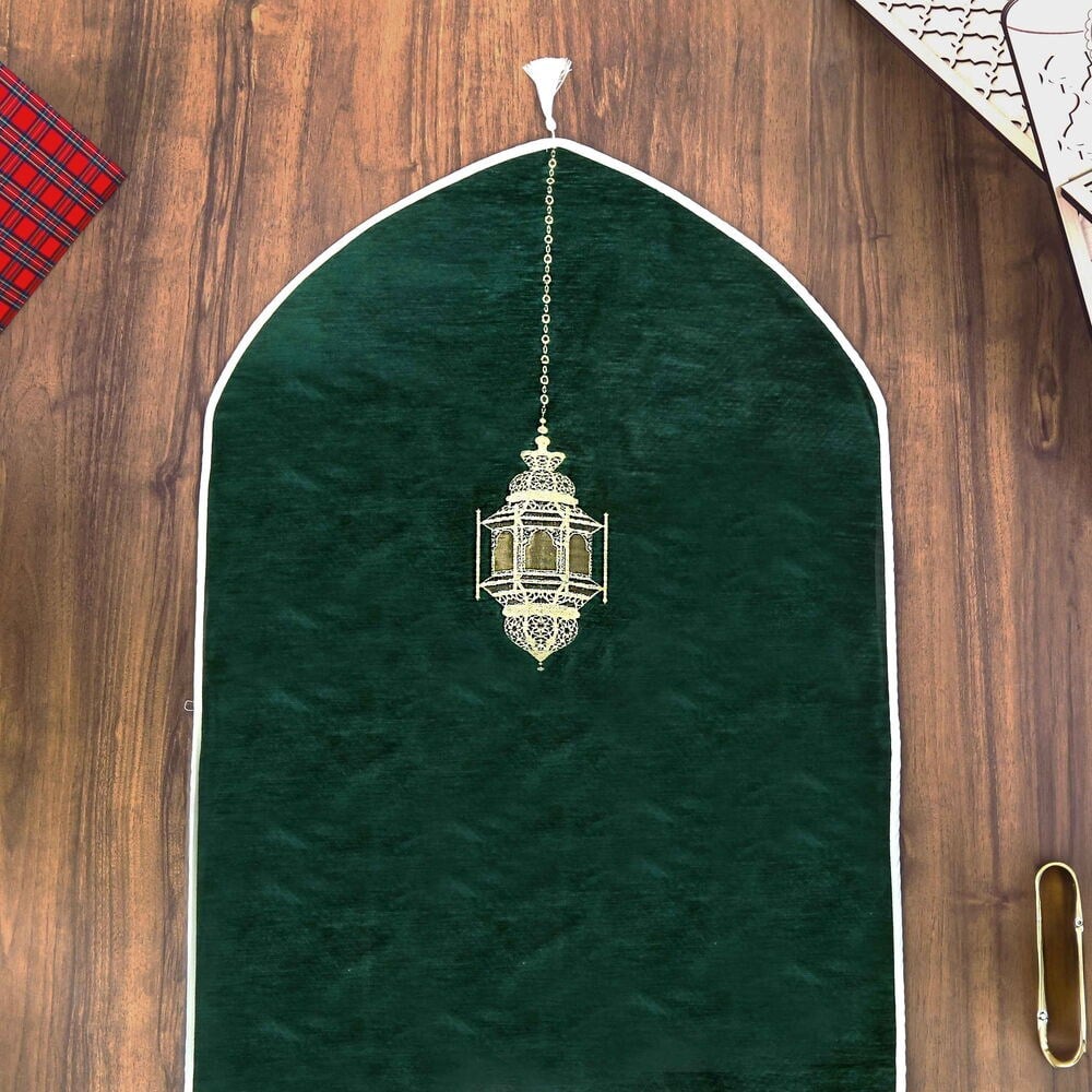 Mahya Lüks Astarlı Biyeli Şönil Seccade Yeşil (66X125cm) 565 gr