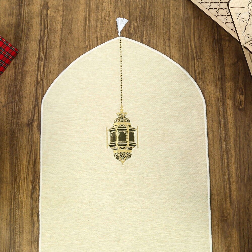 Mahya Lüks Astarlı Biyeli Şönil Seccade Krem (66X125cm) 565 gr
