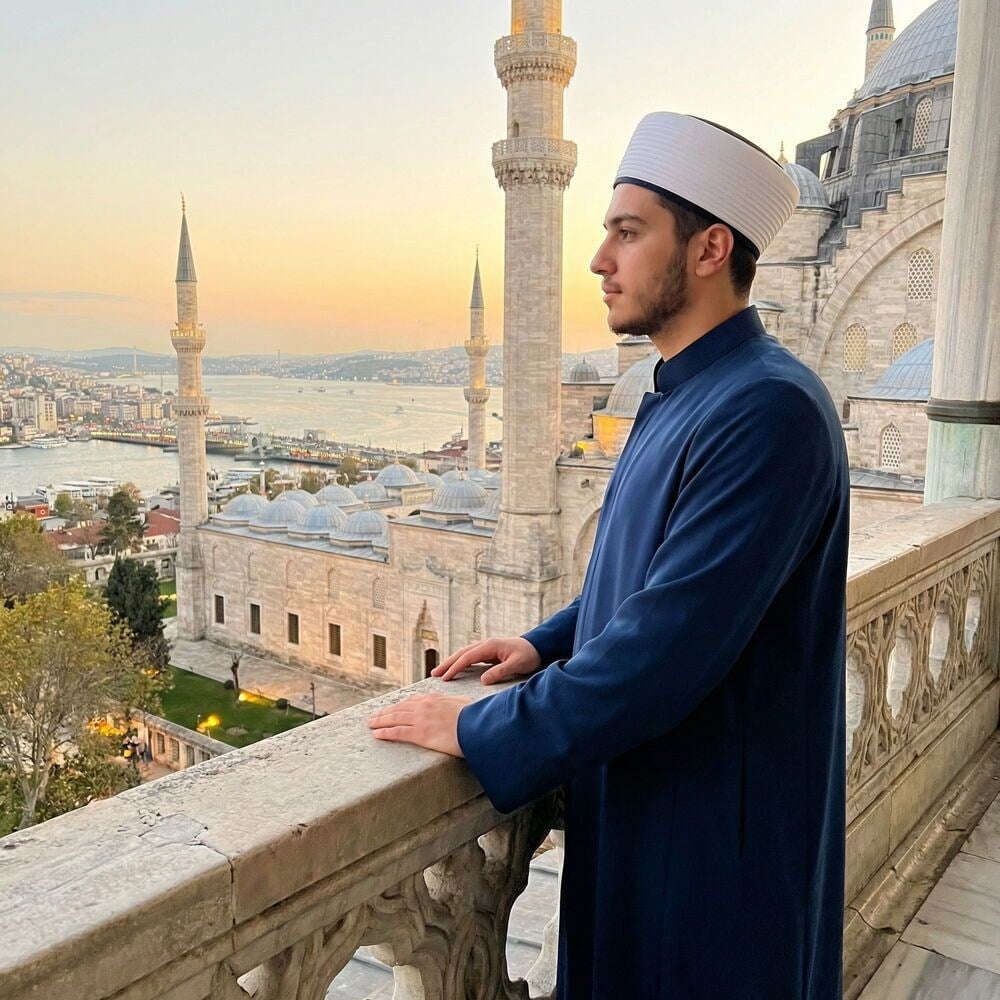 Mansur Namaz ve İmam Cübbesi Uzun Lacivert Enderun Model