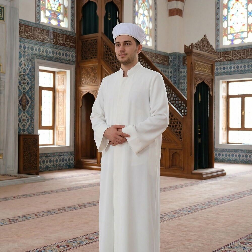 Mecelle Namaz ve İmam Cübbesi Uzun Beyaz Enderun Model