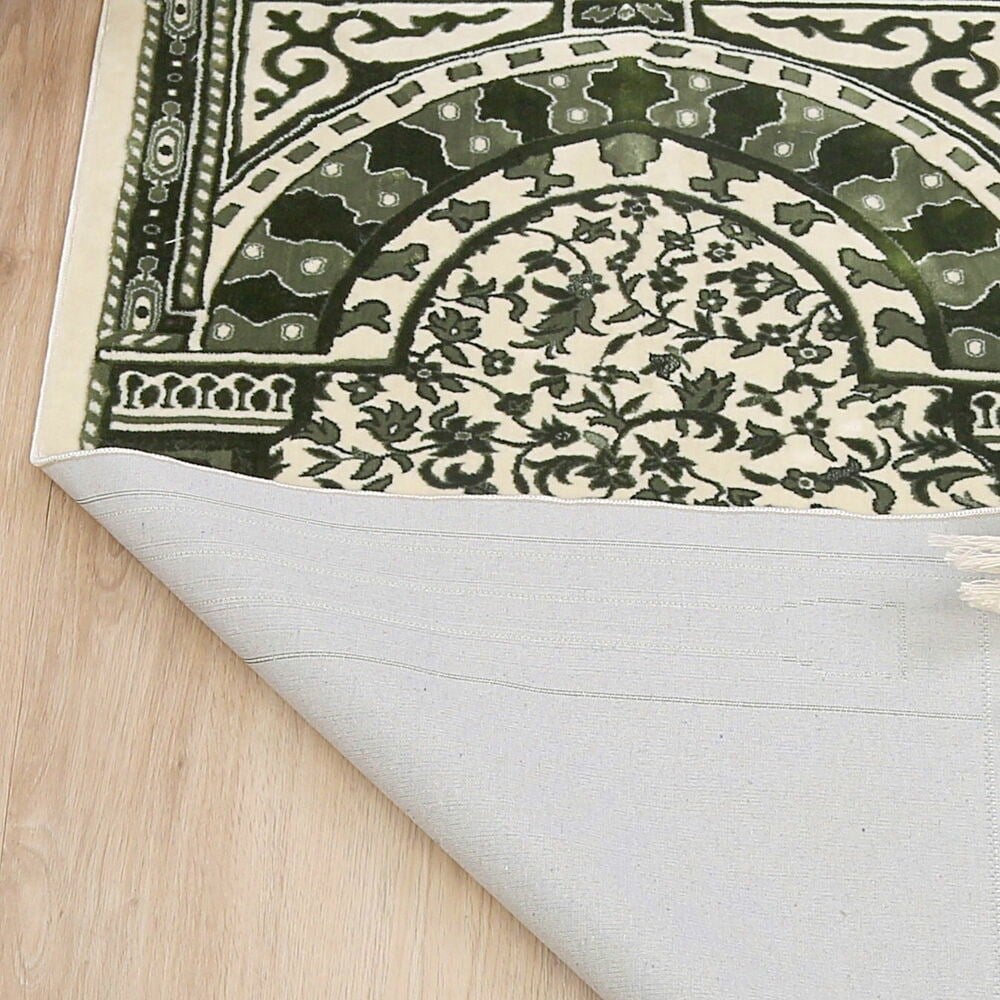 Medine Halı Tipi Kalın Yumuşak Kadife Çeyizlik  Seccade Elegant-Yeşil (70*120 cm 1040 gr)