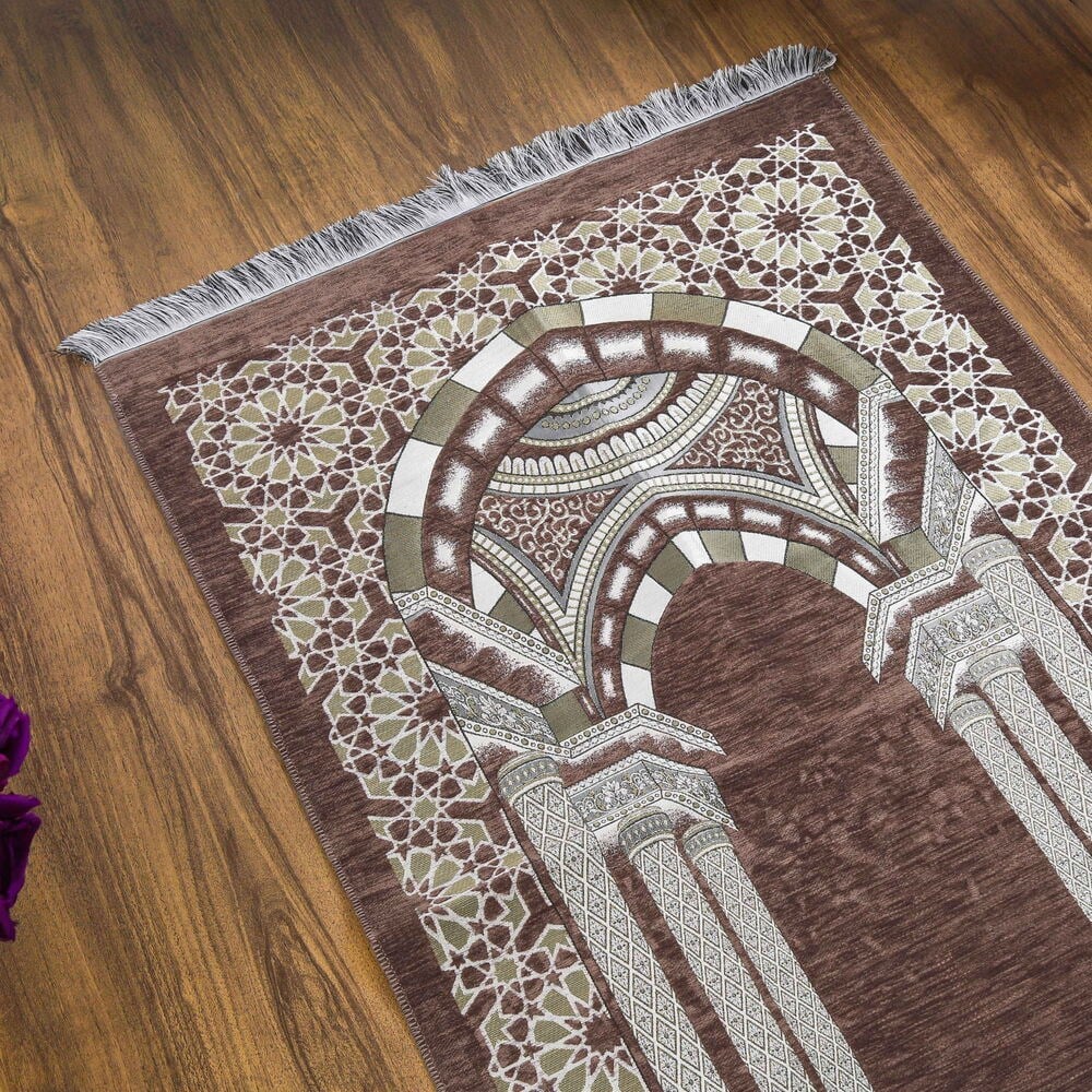Medine Lüks Şönil Seccade Kahverengi (66 x 120 cm) 520 gr