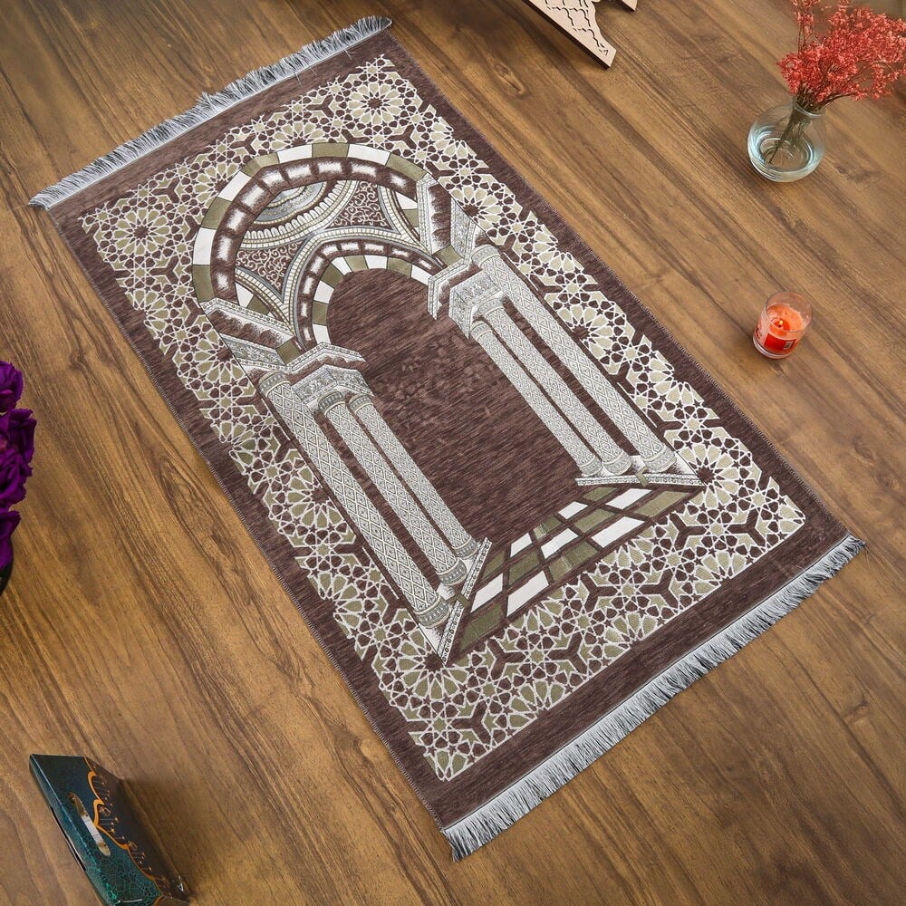 Medine Lüks Şönil Seccade Kahverengi (66 x 120 cm) 520 gr