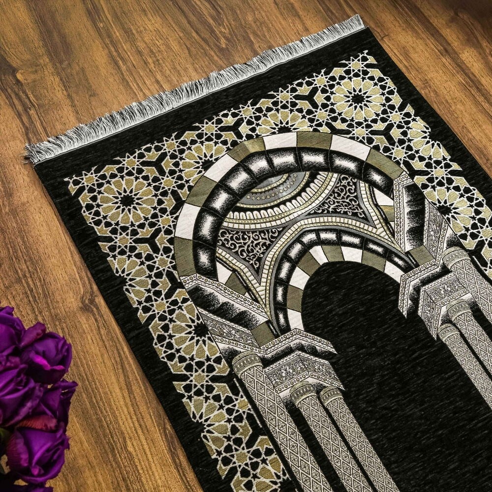 Medine Lüks Şönil Seccade Siyah (66x116cm) 520 gr