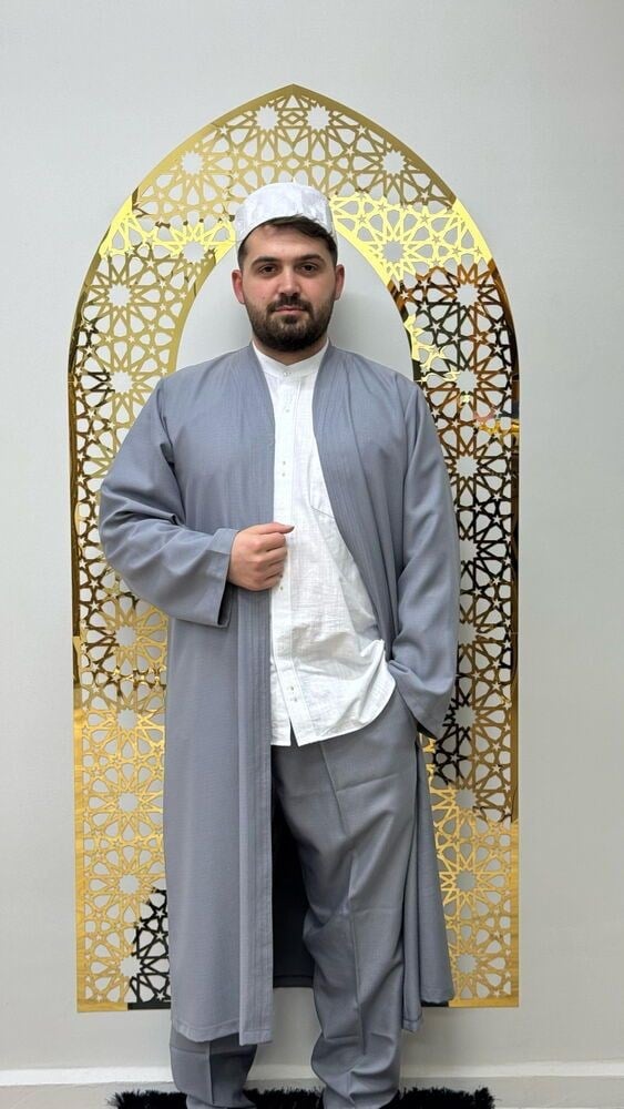 Mevlana Cübbe Şalvar Takımı Gri